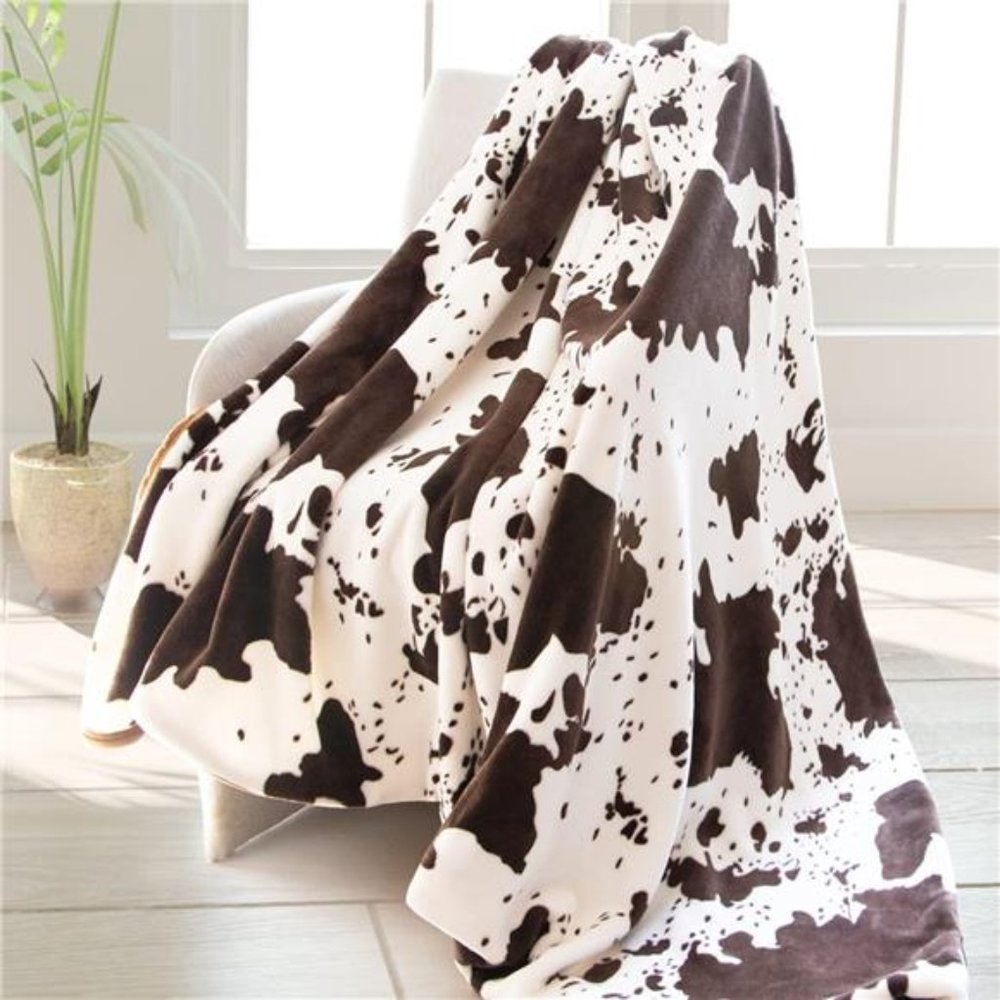 Cow Print Blanket Soft Fleece Flannel Cozy Cute Blankets Warm Plush Lightweight